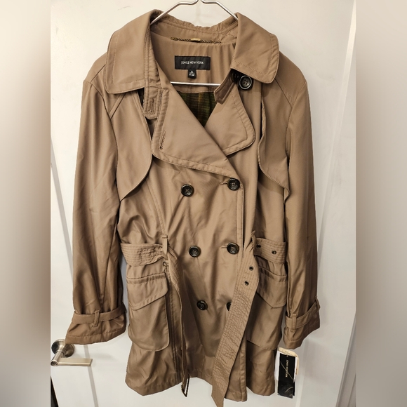 NWT - Jones New York Tan Mid Length Double Breasted Trench Coat - Size XL - Picture 2 of 12